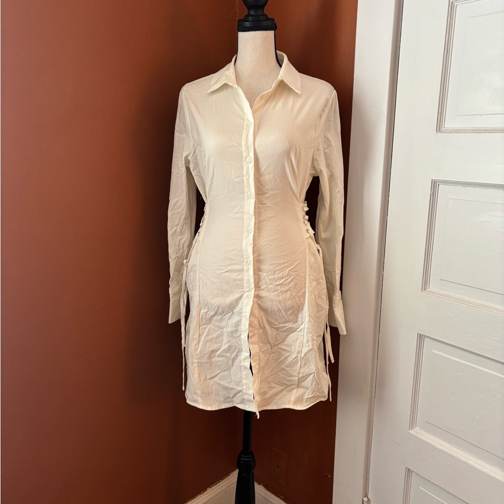 Fashion Nova Off-White Shirt Dress